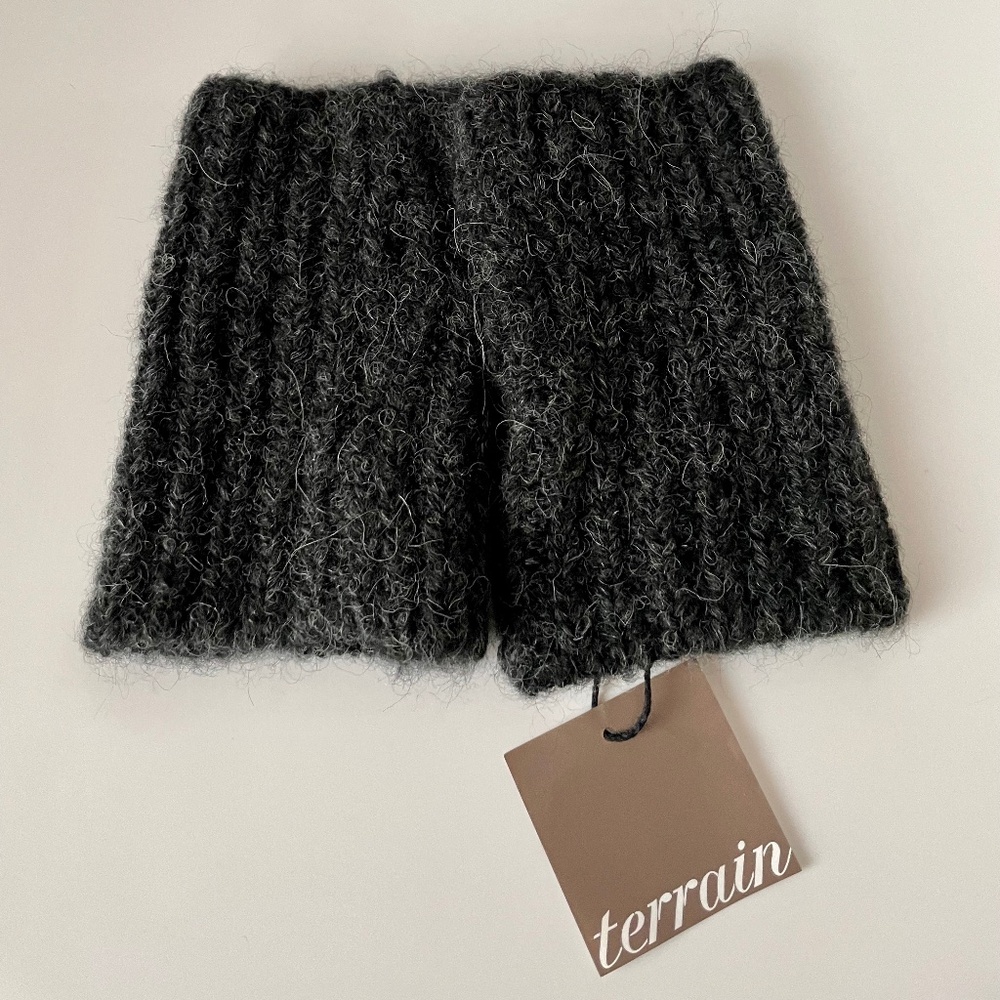Anthropologie Fingerless Alpaca Gloves Dark Grey ONE SIZE NWT